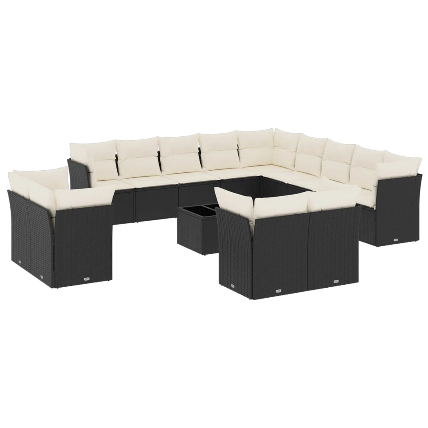 vidaXL 14-tlg Garten-Sofagarnitur mit Kissen Schwarz Poly Rattan Modell 14 günstig online kaufen