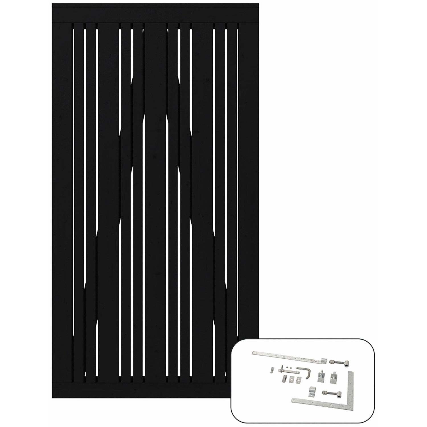 Plus Holz Einzeltor Tangent Nadelholz Schwarz 95 cm x 180 cm günstig online kaufen
