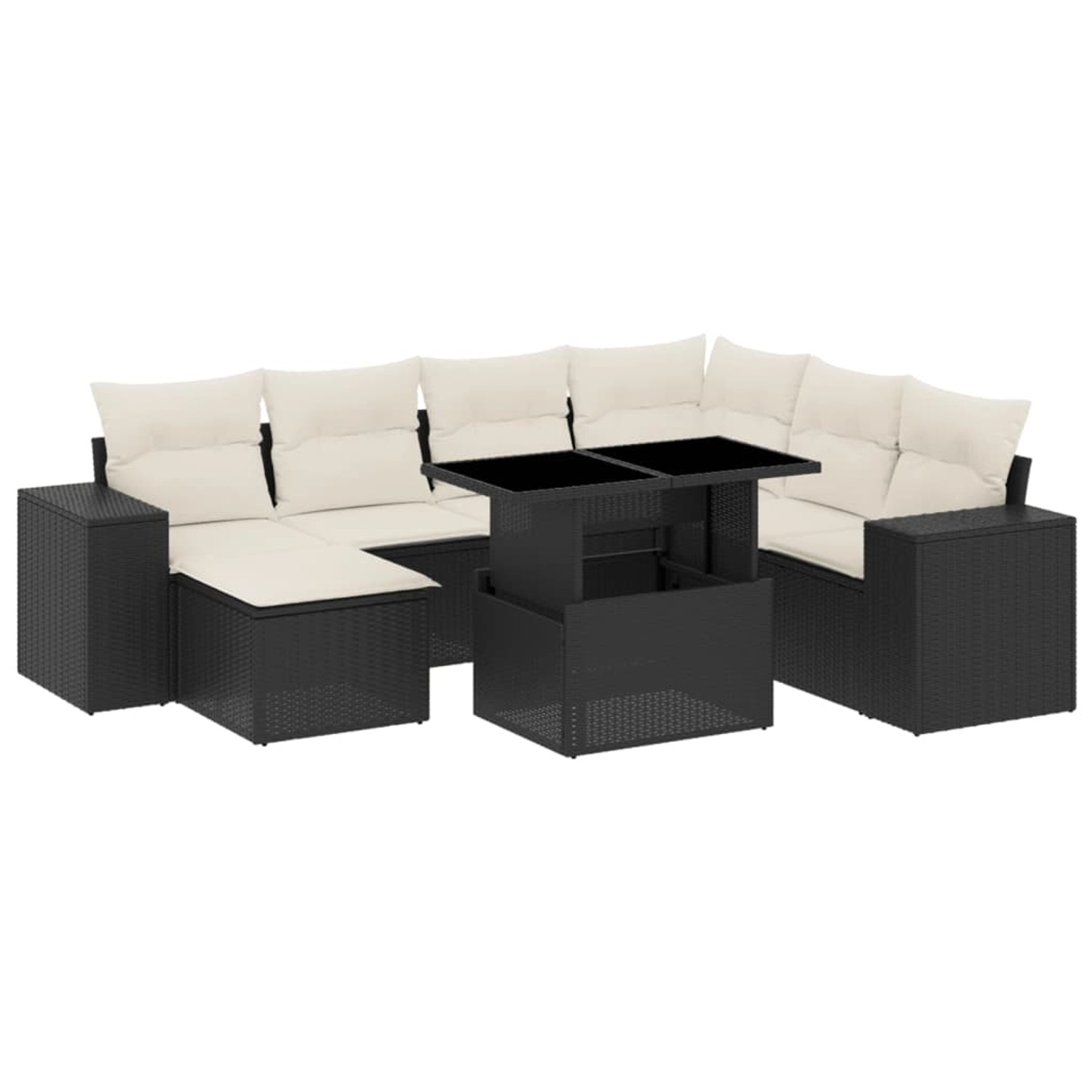 vidaXL 8-Tlg Garten-Sofagarnitur mit Kissen Schwarz Poly Rattan 3269326 günstig online kaufen