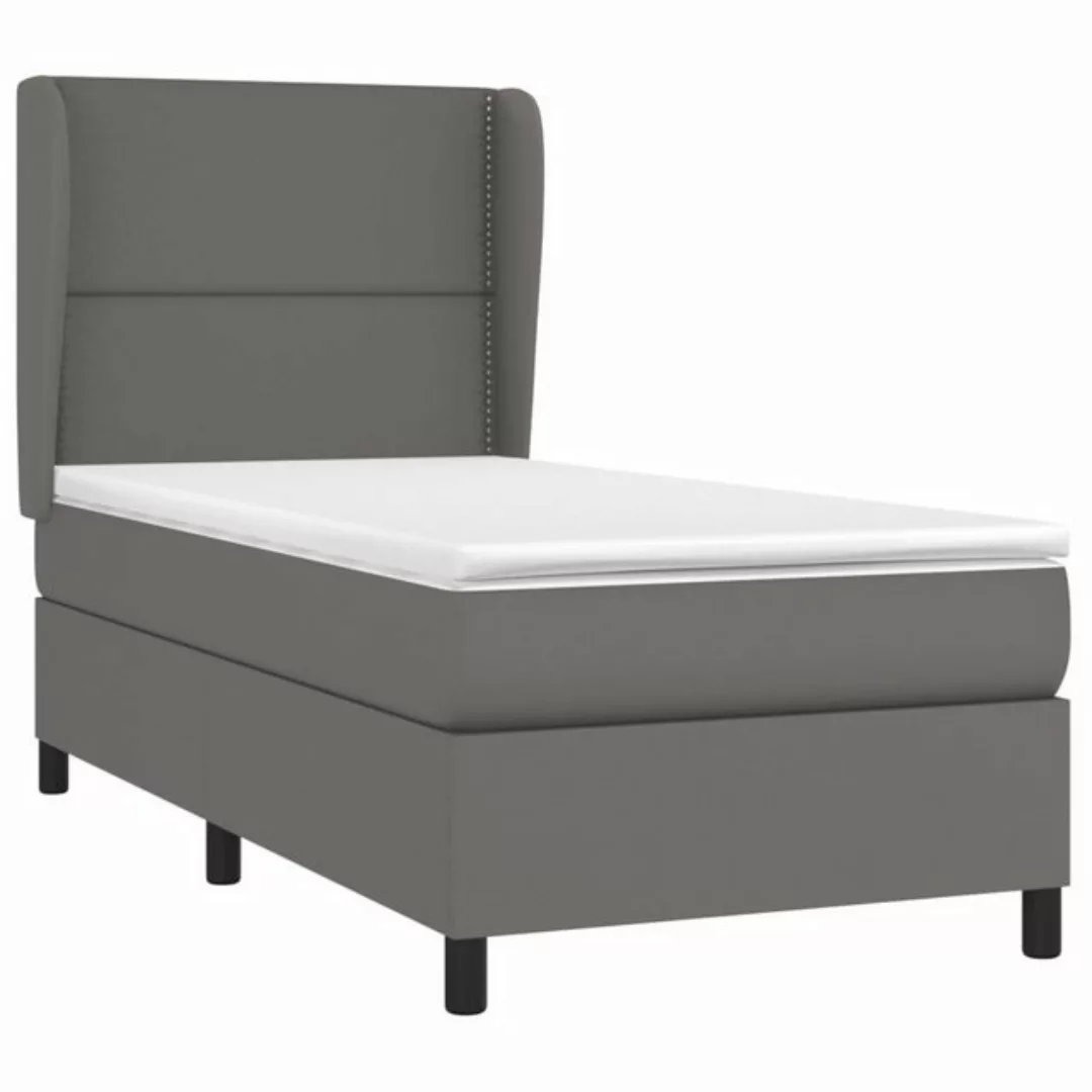 vidaXL Bett Boxspringbett mit Matratze Grau 80x200 cm Kunstleder günstig online kaufen