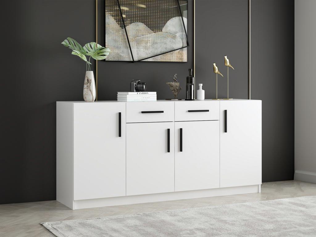 Sideboard mit 4 Türen & 2 Schubladen - Weiß - MEROLIA günstig online kaufen