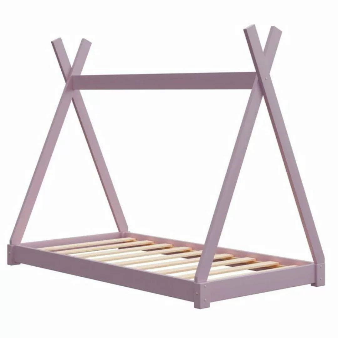 HAGO Kinderbett Montessori Kinderbett 140x70cm rosa Tipi Spielbett Zeltform günstig online kaufen