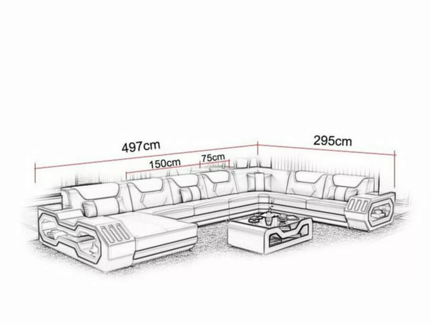 JVmoebel Ecksofa Ledersofa Ecksofa Garnitur Polster U Form Couch Sofa Desig günstig online kaufen