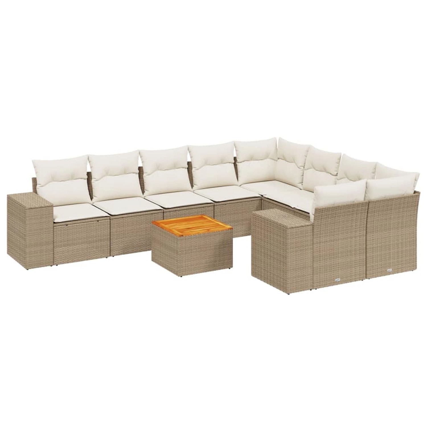 vidaXL 10-Tlg Garten-Sofagarnitur mit Kissen Beige Poly Rattan 3225603 günstig online kaufen