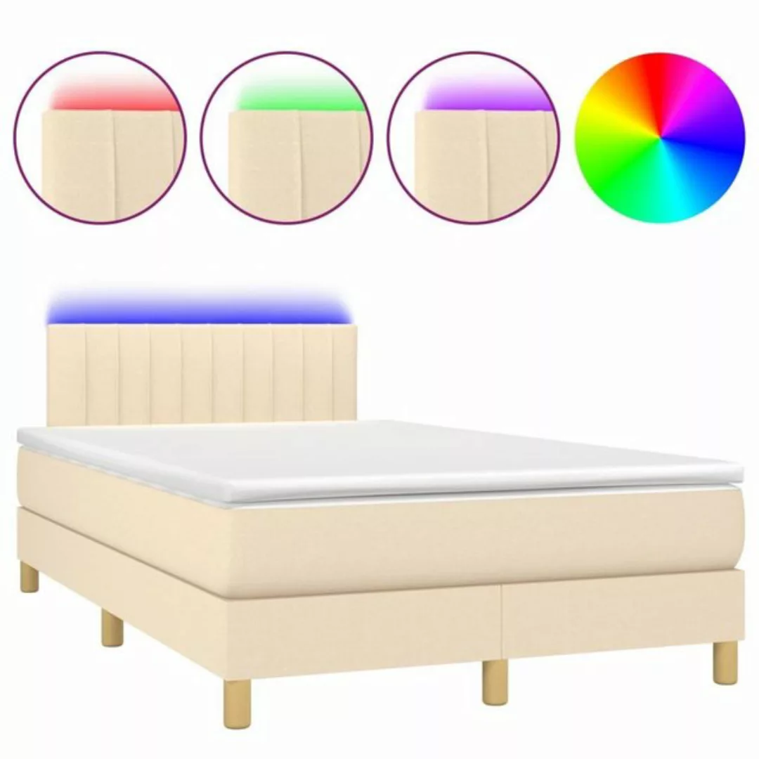 vidaXL Bettgestell Boxspringbett mit Matratze LED Creme 120x200 cm Stoff Be günstig online kaufen