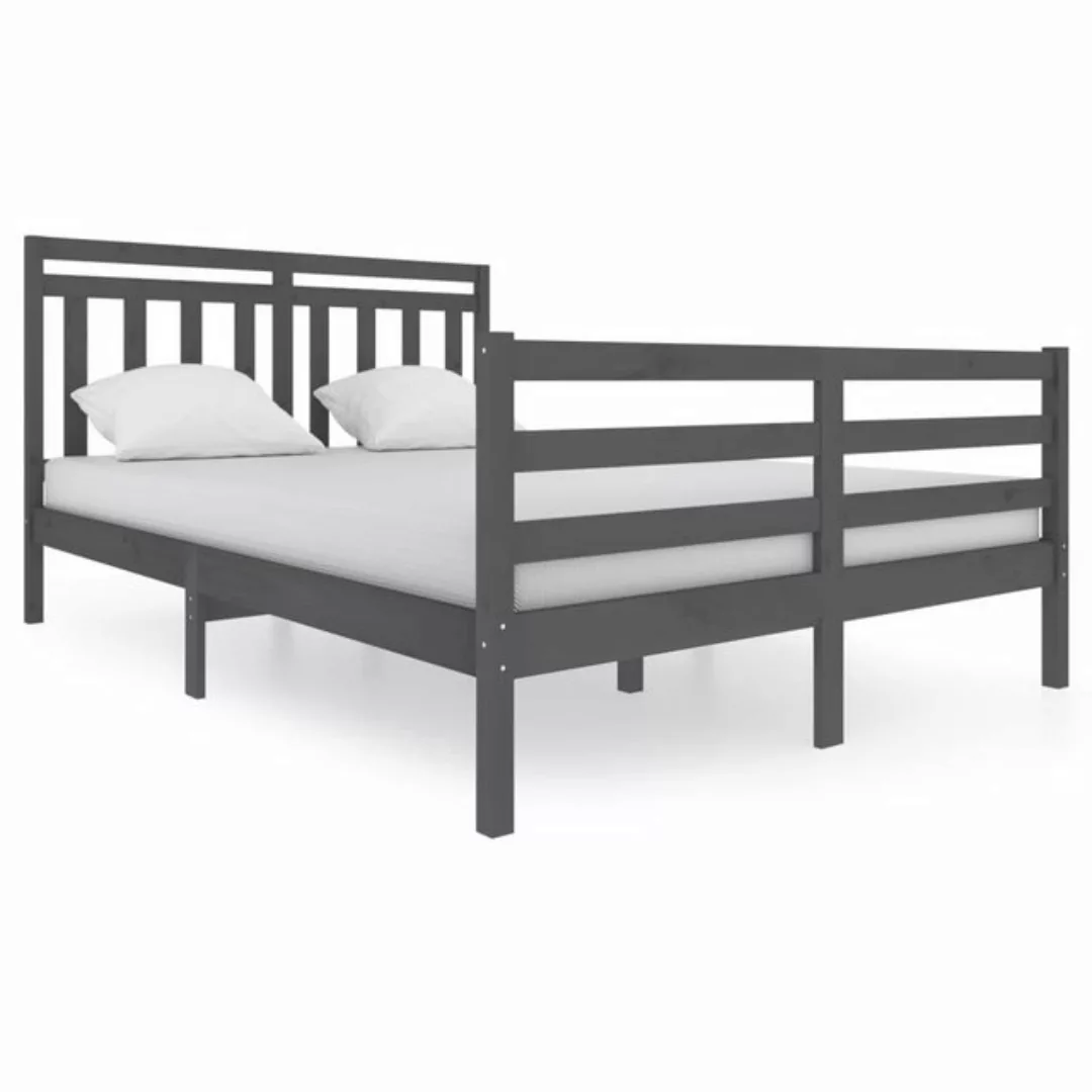 furnicato Bett Massivholzbett Grau 140x200 cm günstig online kaufen