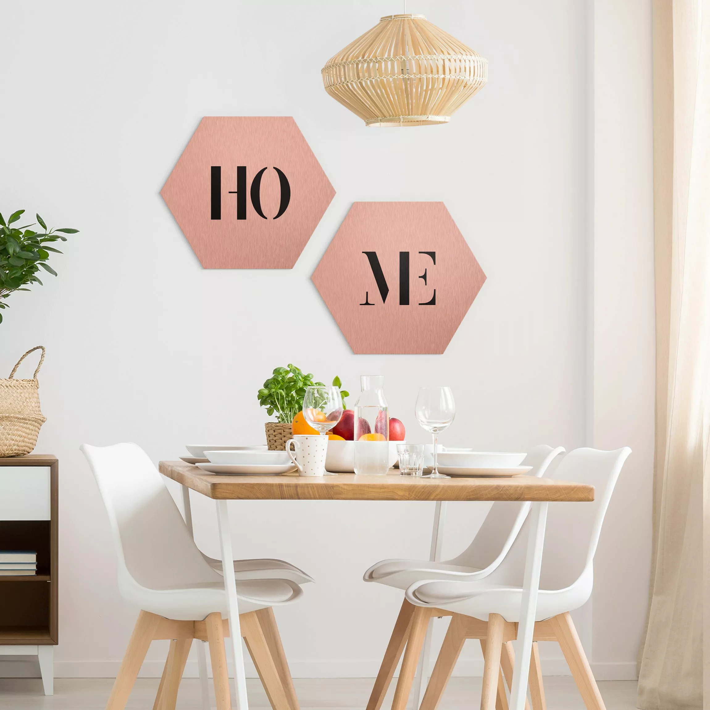 2-teiliges Hexagon-Alu-Dibond Bild Buchstaben HOME Schwarz Set I günstig online kaufen