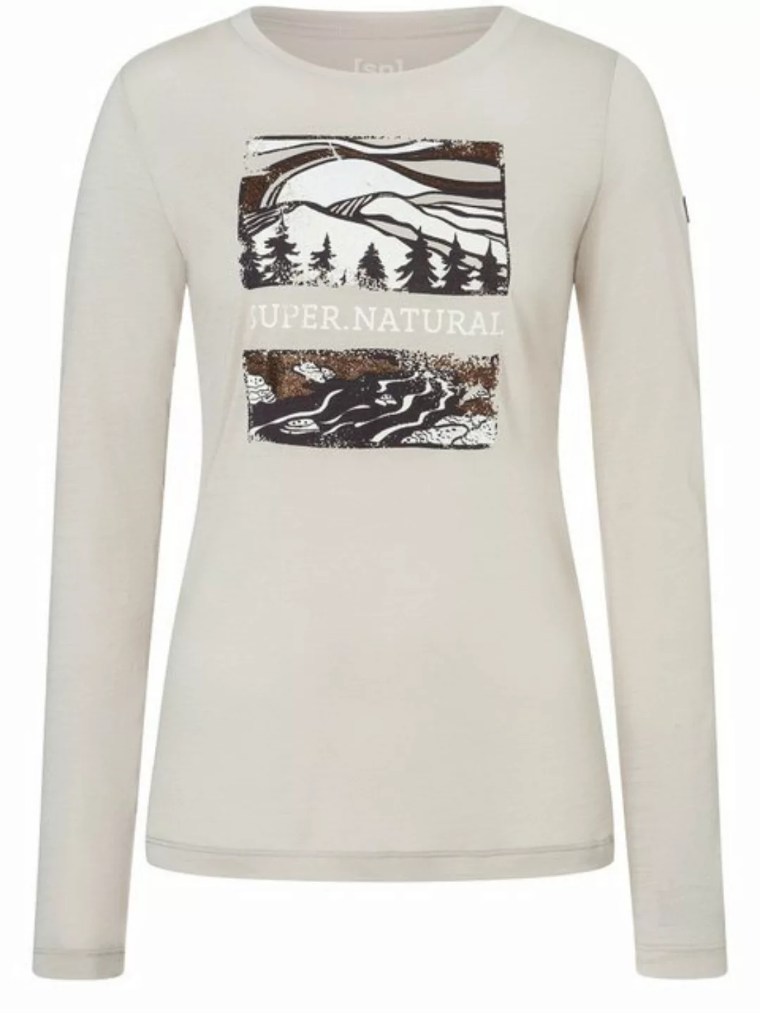 SUPER.NATURAL Sweatshirt für Damen, Merino GREAT BEAR RIVER Natur Motiv, sp günstig online kaufen