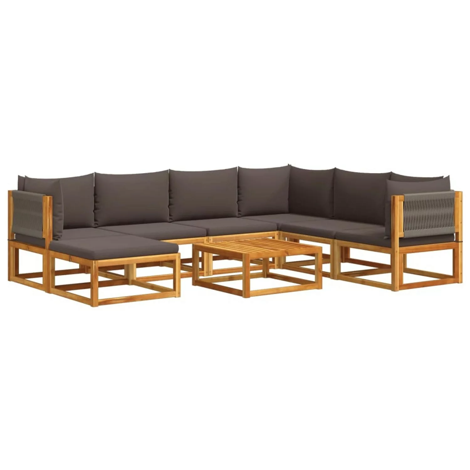 vidaXL Loungesofa 8-tlg. Garten-Sofagarnitur mit Kissen Massivholz Akazie, günstig online kaufen