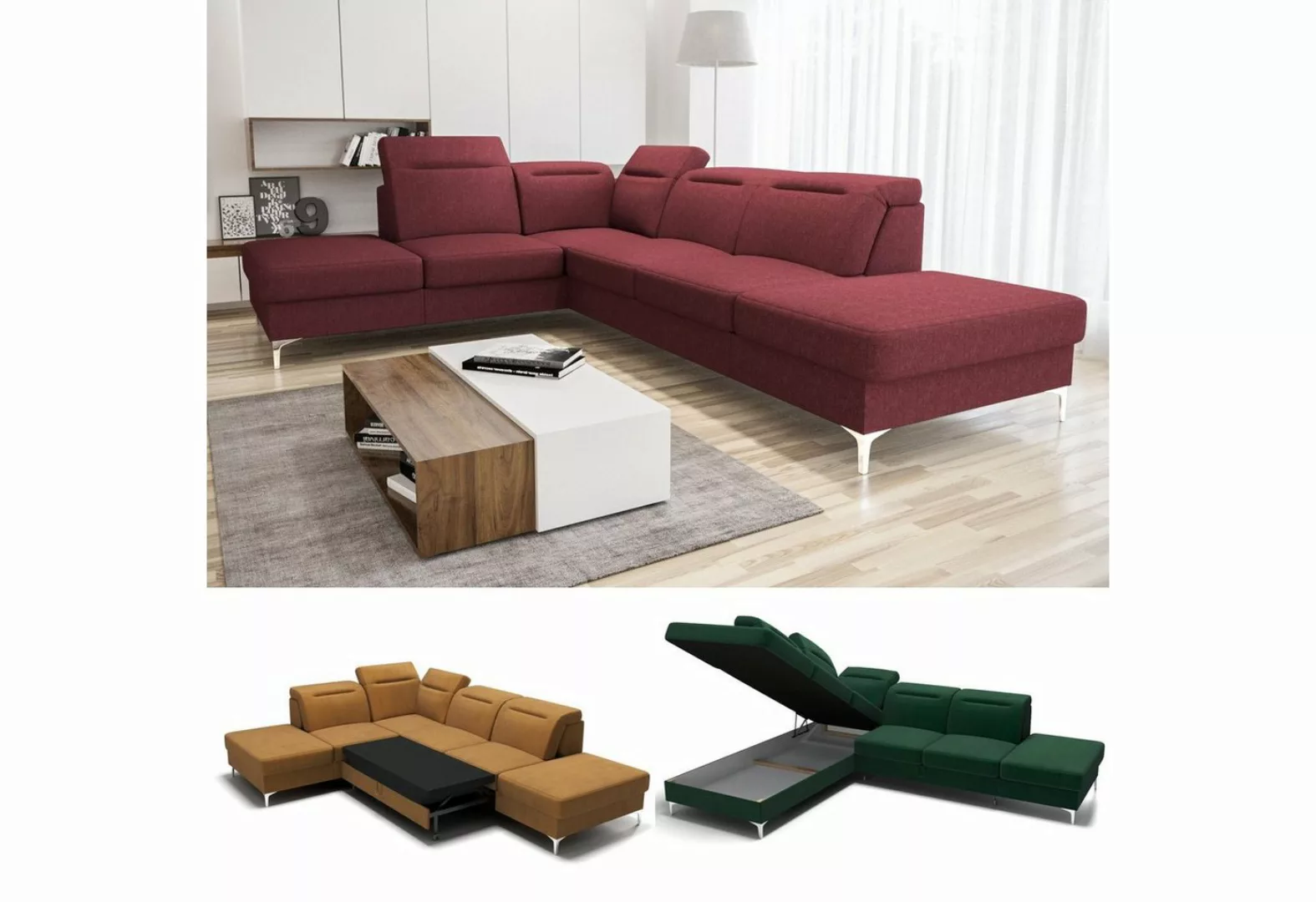 Möbel für Dich Ecksofa Oslo, Komfortsitzhöhe, mit Schlaffunktion und Bettka günstig online kaufen