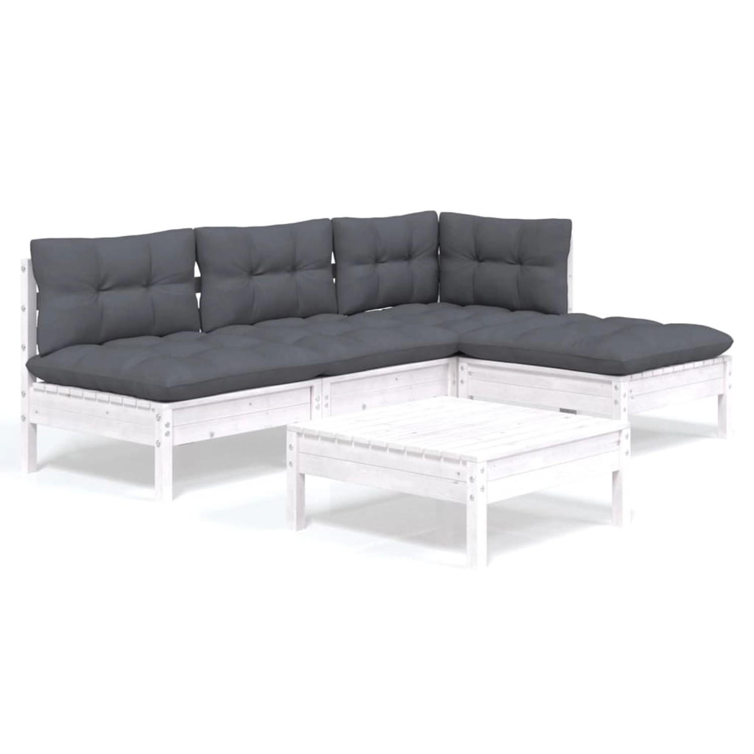 vidaXL 5-tlg Garten-Lounge-Set mit Kissen Weiß Kiefernholz Modell 2 günstig online kaufen