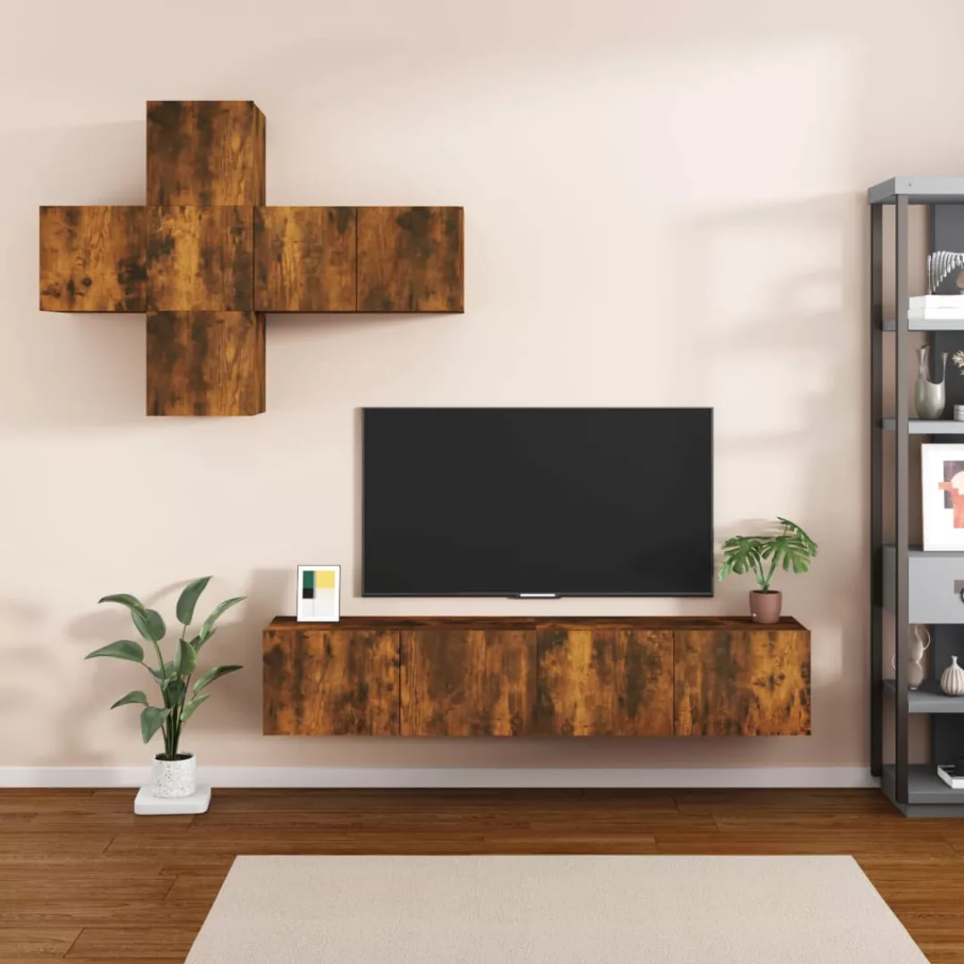 Vidaxl 7-tlg. Tv-schrank-set Räuchereiche Holzwerkstoff günstig online kaufen