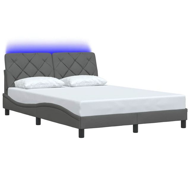 vidaXL Bett Bettgestell mit LED ohne Matratze Dunkelgrau 140x190 cm Stoff günstig online kaufen