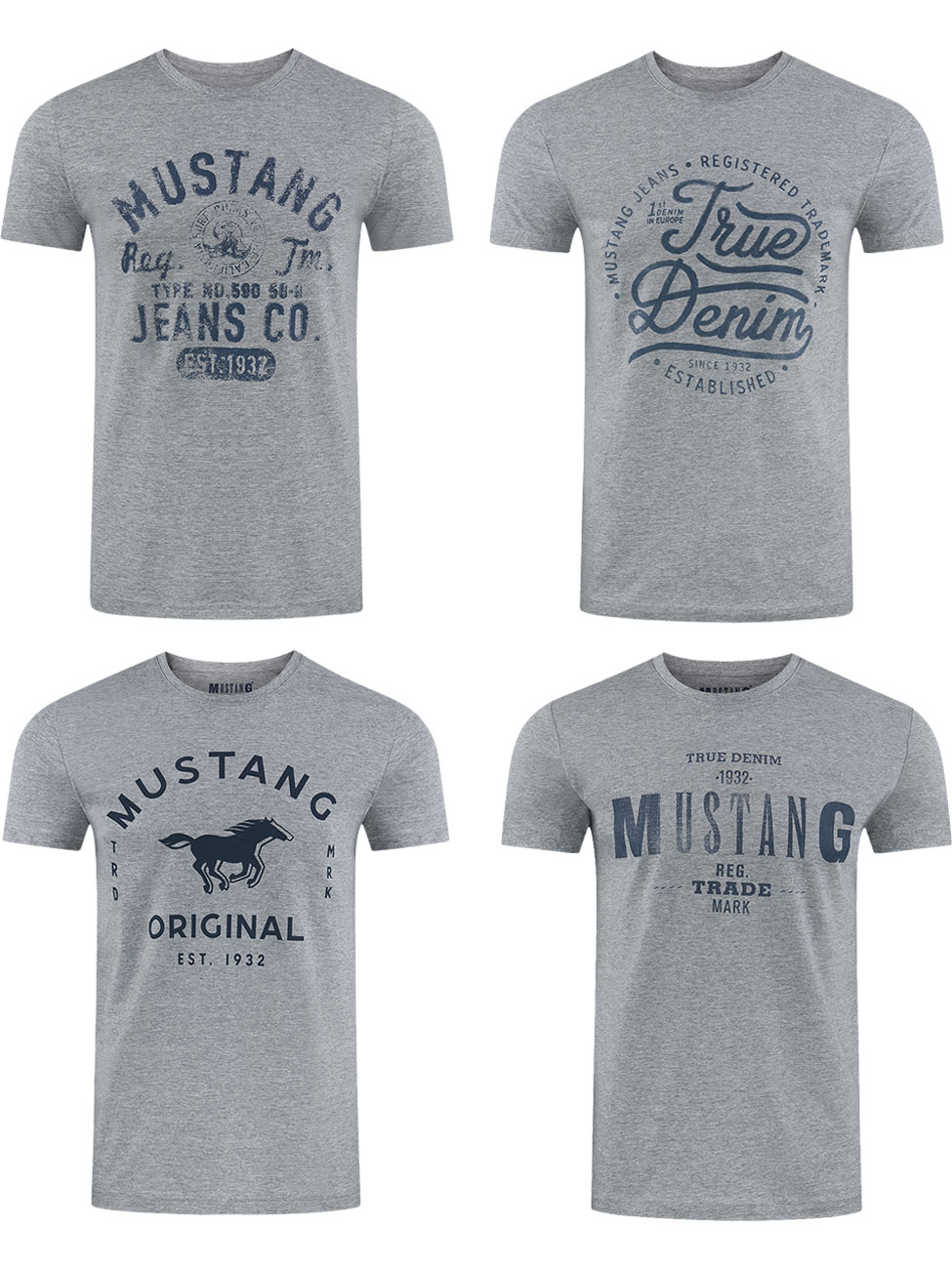 Mustang Herren T-Shirt Mustang Mehrfarbig Rundhals Regular Fit S bis 6XL 4e günstig online kaufen