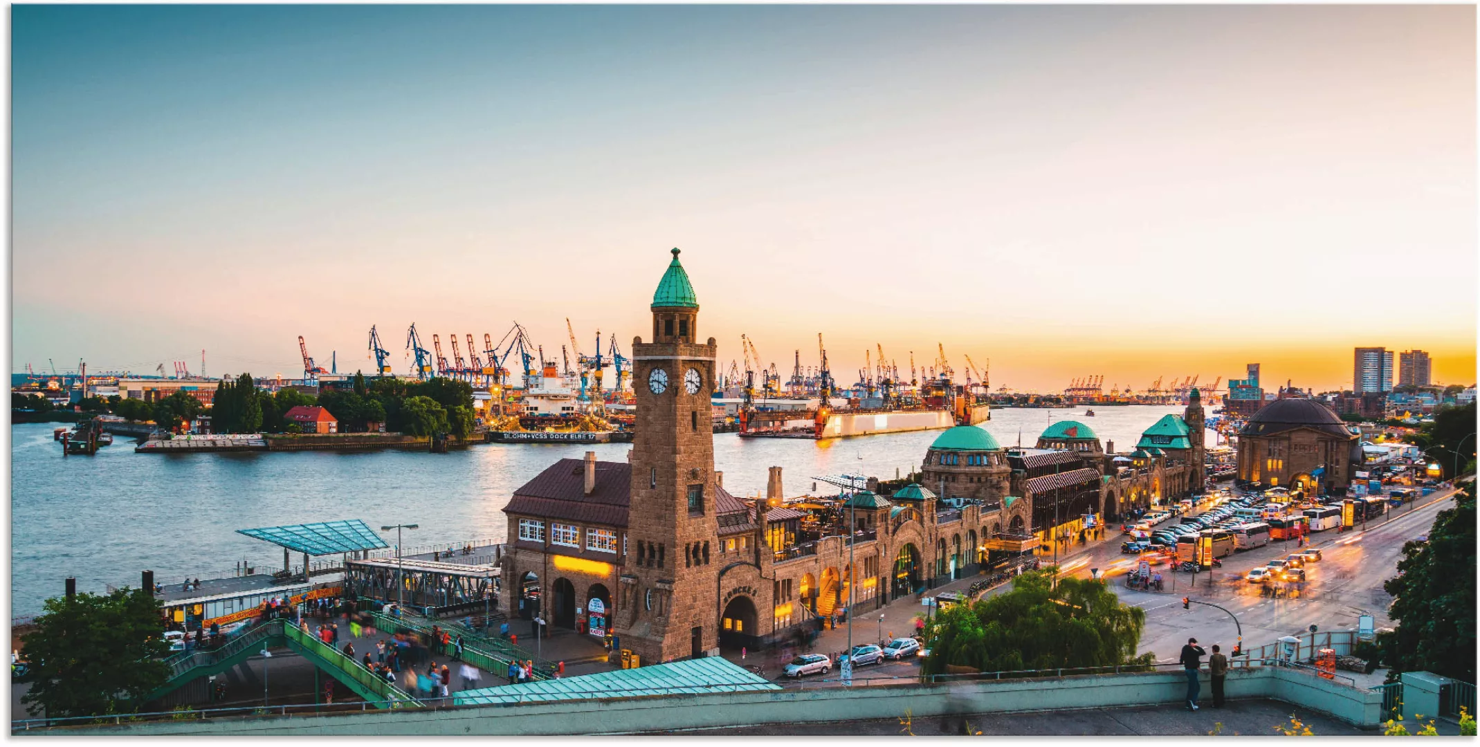 Artland Wandbild »Hamburg Hafen und Landungsbrücken«, Deutschland, (1 St.), günstig online kaufen