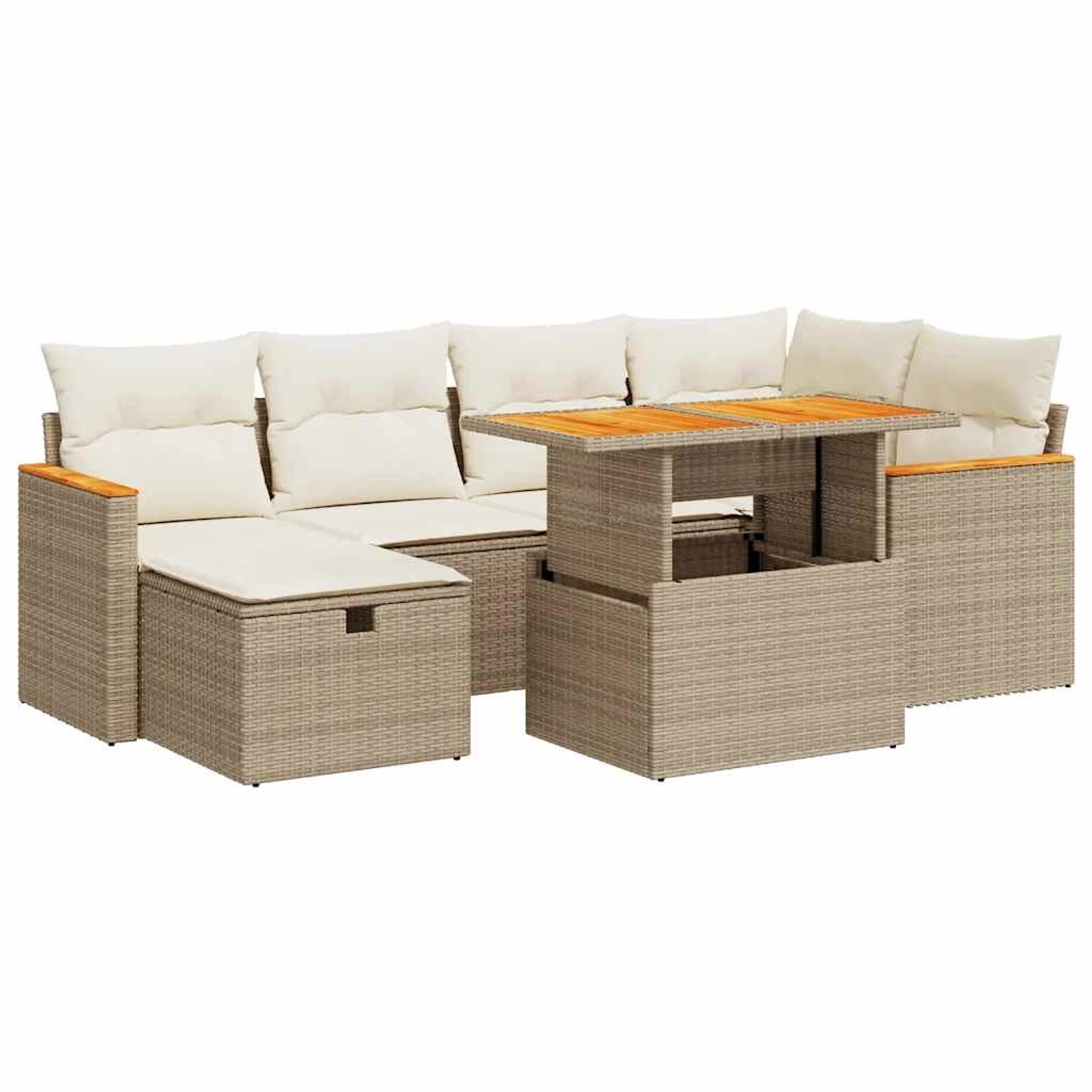 vidaXL 8-Tlg Garten-Sofagarnitur mit Kissen Beige Poly Rattan 3328115 günstig online kaufen