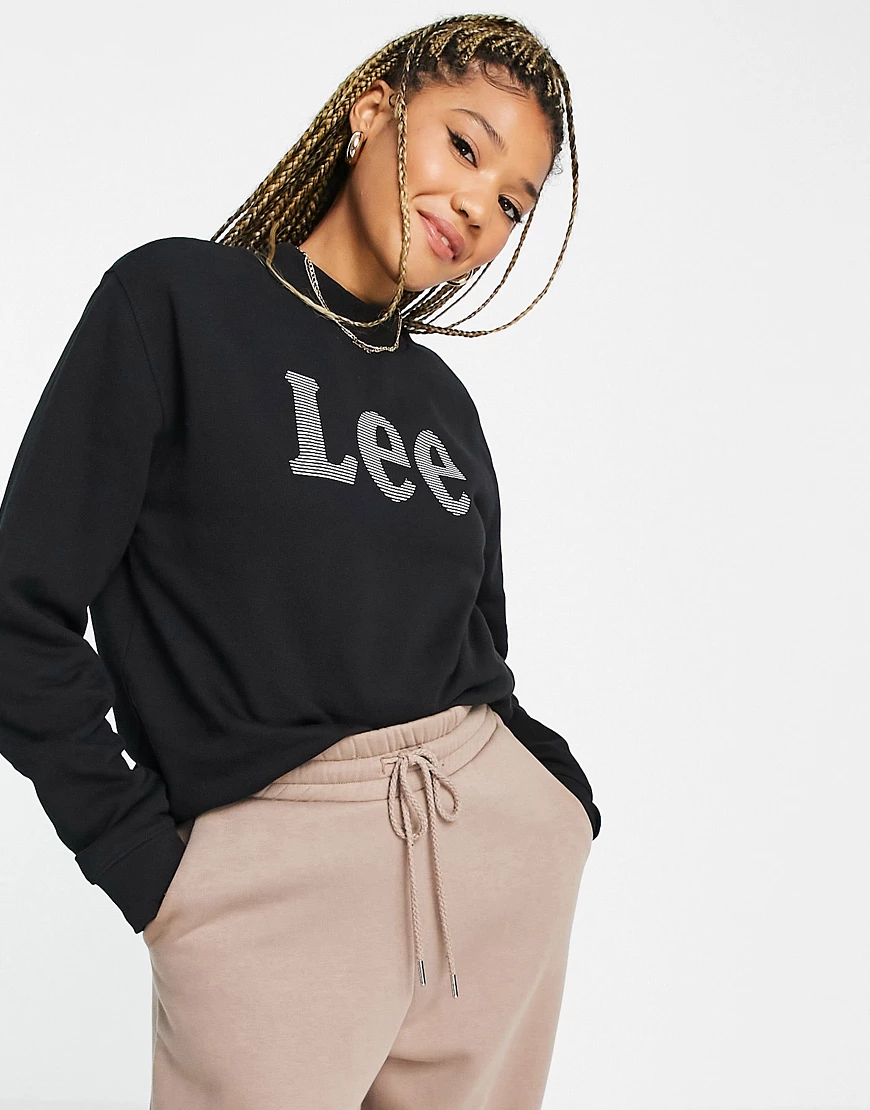 Lee Jeans – Hochgeschlossenes Sweatshirt in Schwarz mit Logo auf der Vorder günstig online kaufen