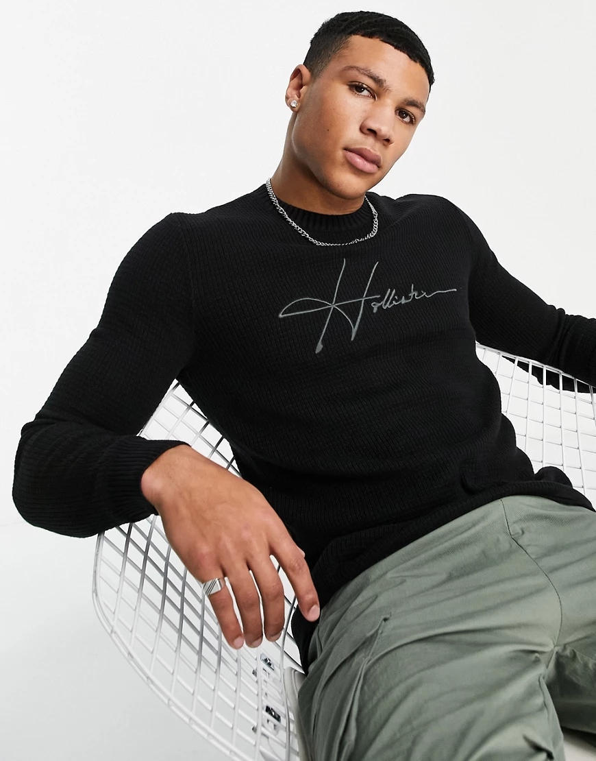 Hollister – Strickpullover in Schwarz günstig online kaufen