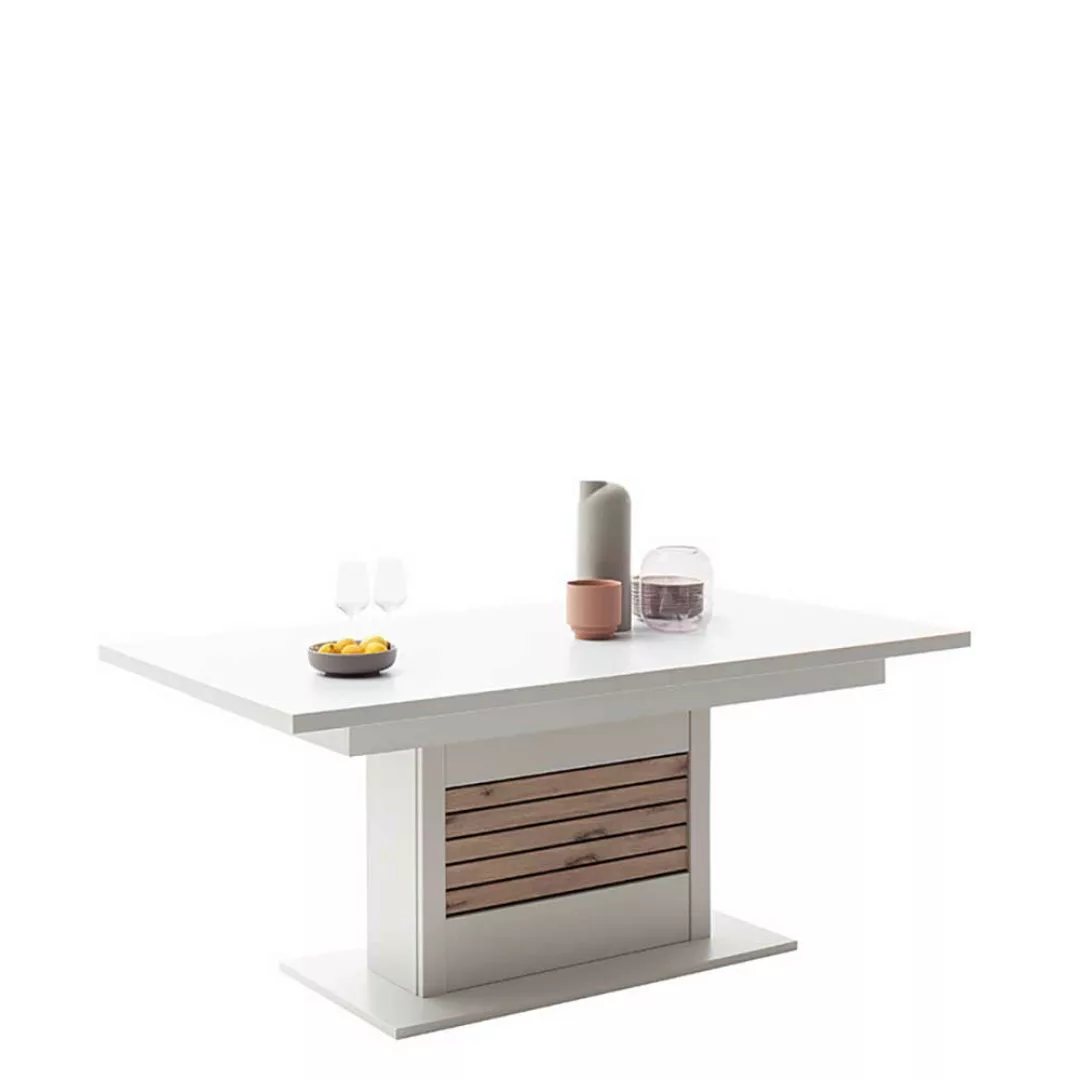 Esszimmer Tisch mit Auszug in modernem Design zwei Einlegeplatten günstig online kaufen