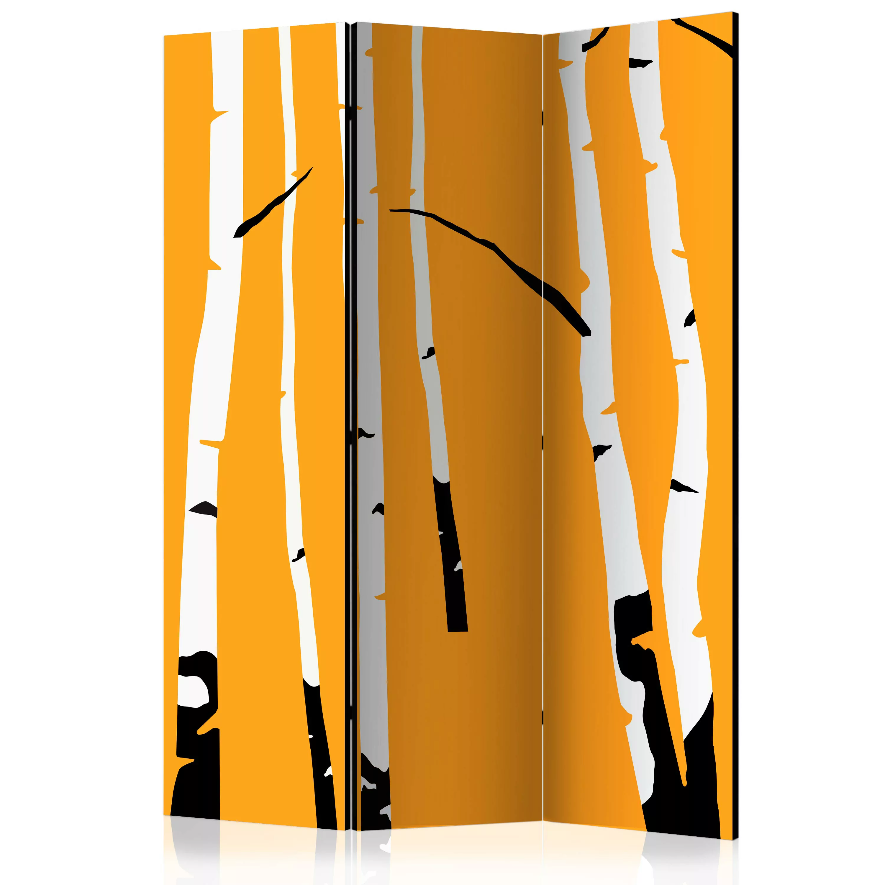 3-teiliges Paravent - Birches On The Orange Background [room Dividers] günstig online kaufen