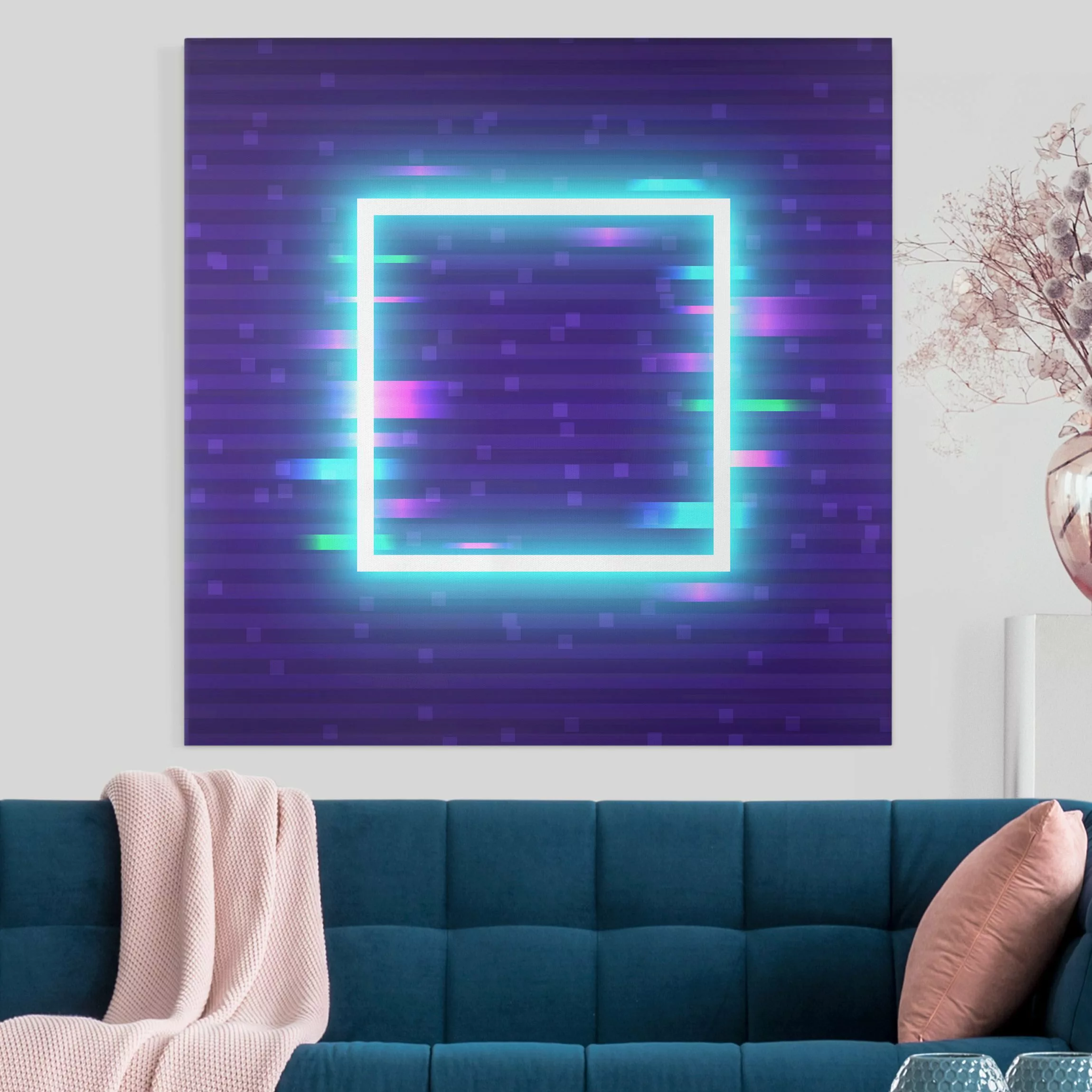 Leinwandbild Geometrisches Quadrat in Neonfarben günstig online kaufen