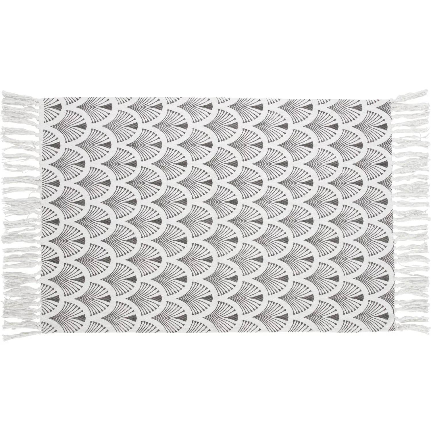 OBI Baumwoll Teppich gemustert Weiß-Grau 60 x 90 cm günstig online kaufen