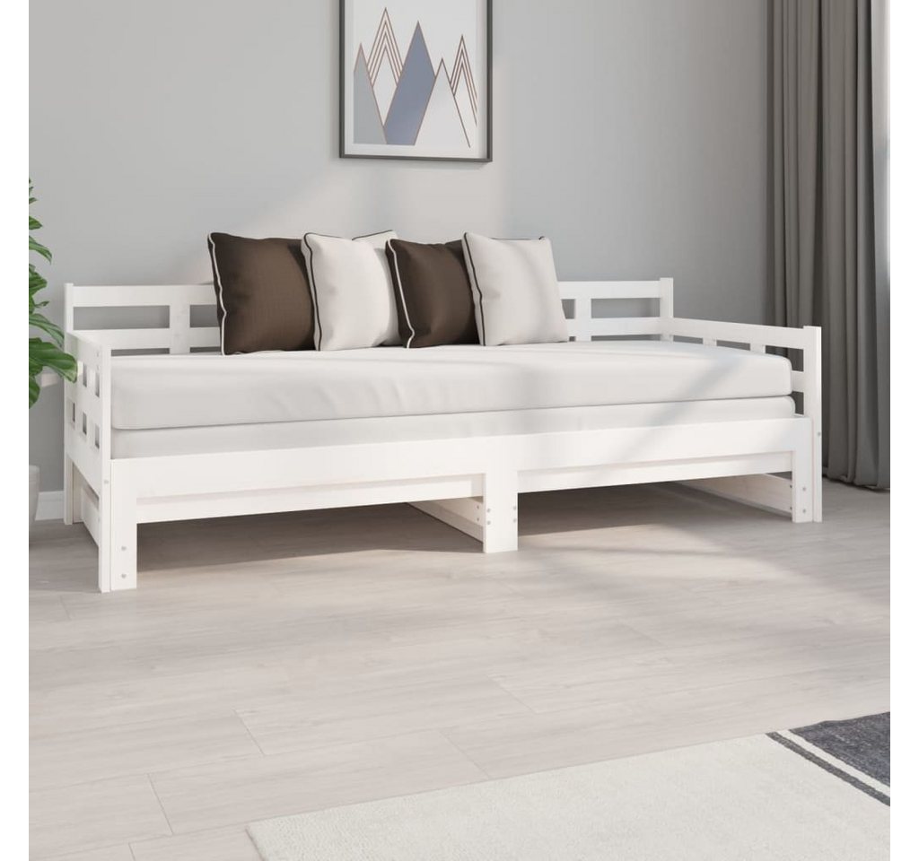 furnicato Bett Tagesbett Ausziehbar Weiß Massivholz Kiefer 2x(80x200) cm günstig online kaufen