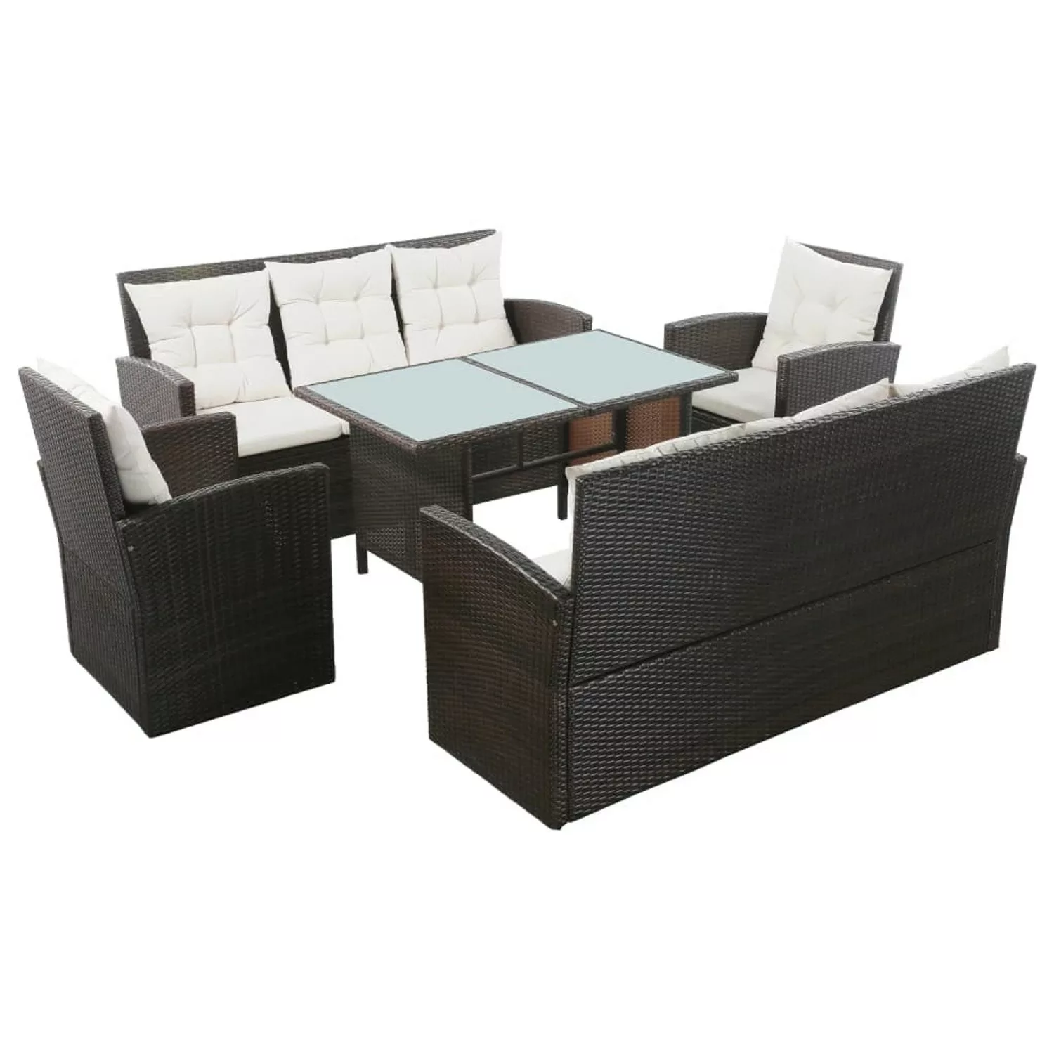 5-tlg. Garten-lounge-set Mit Auflagen Poly Rattan Braun günstig online kaufen