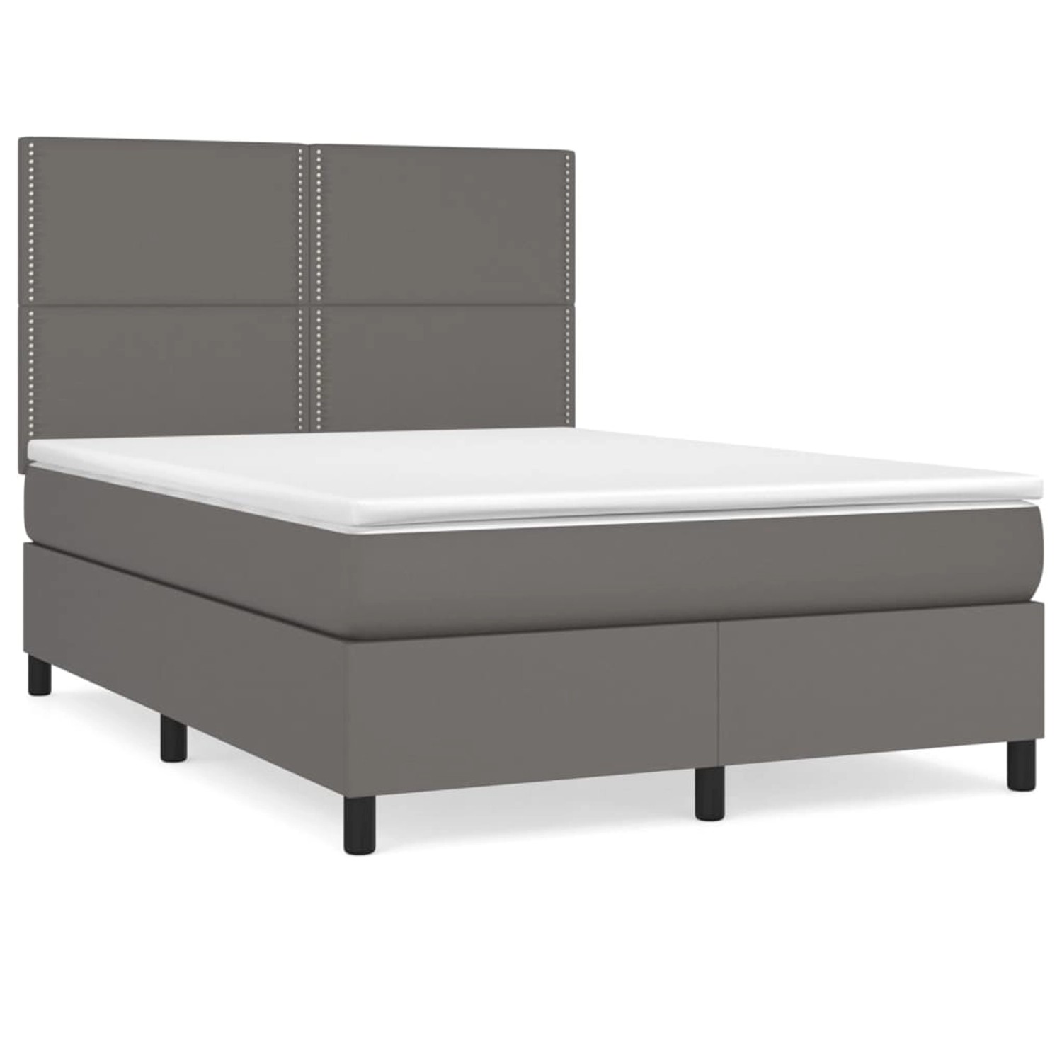 vidaXL Boxspringbett mit Matratze Grau 140x190 cm Kunstleder1466104 günstig online kaufen