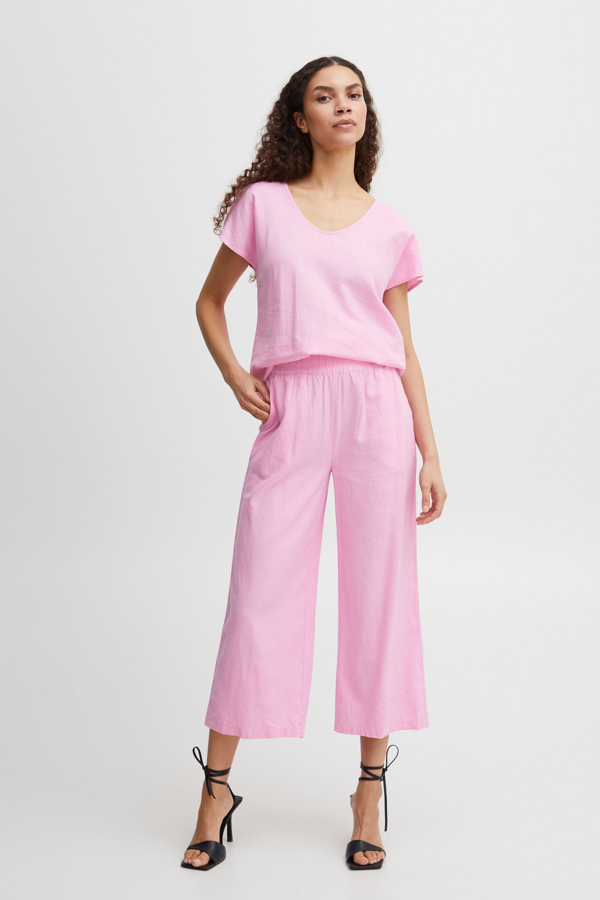 b.young Kurzarmbluse BYFALAKKA Bluse aus Leinenmix günstig online kaufen