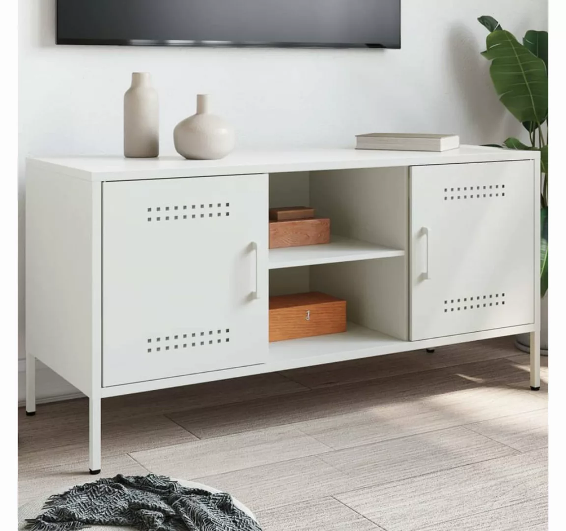 vidaXL Schrankmodule TV-Schrank Weiß 100,5x39x50,5 cm Stahl günstig online kaufen