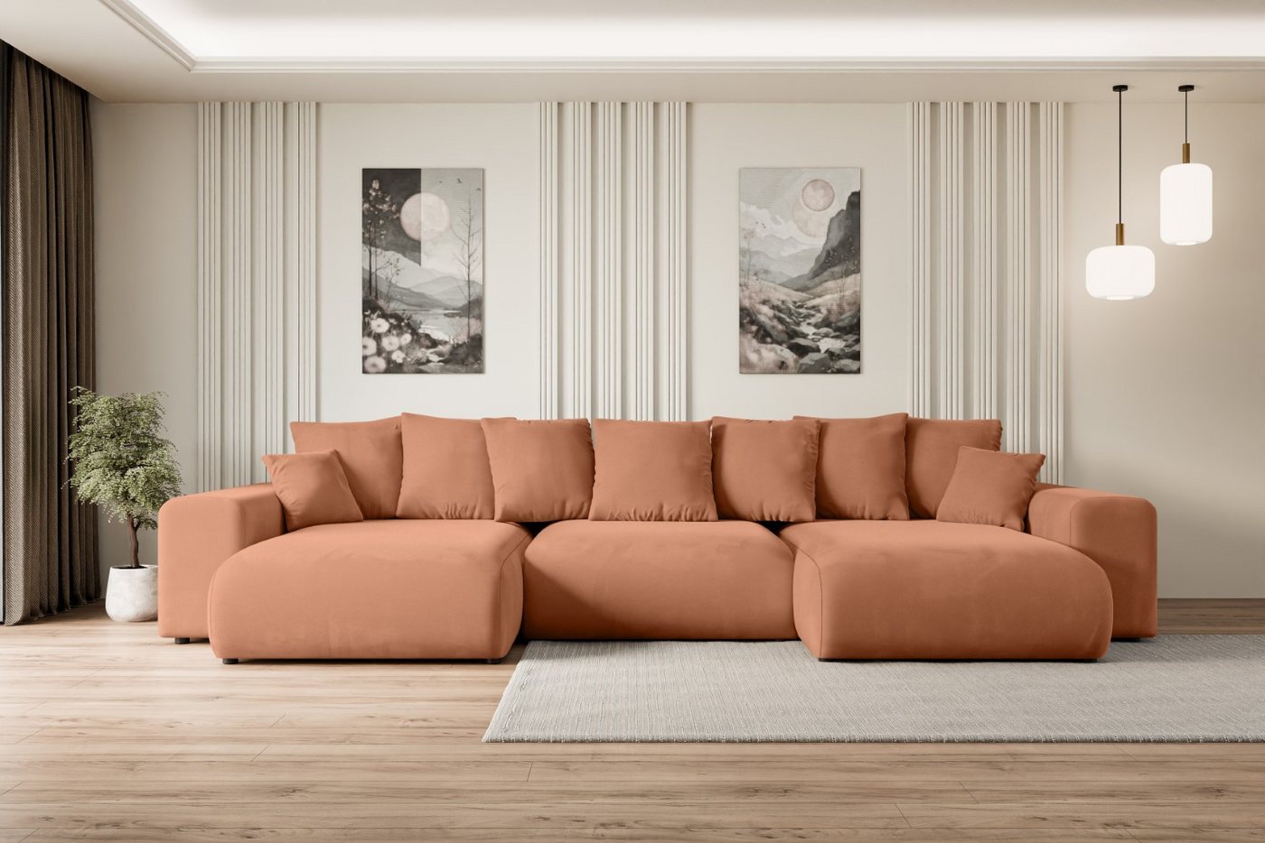 ALTDECOR Wohnlandschaft ESKAR-U, Couch mit Schlaffunktion, Wohnzimmer - Woh günstig online kaufen