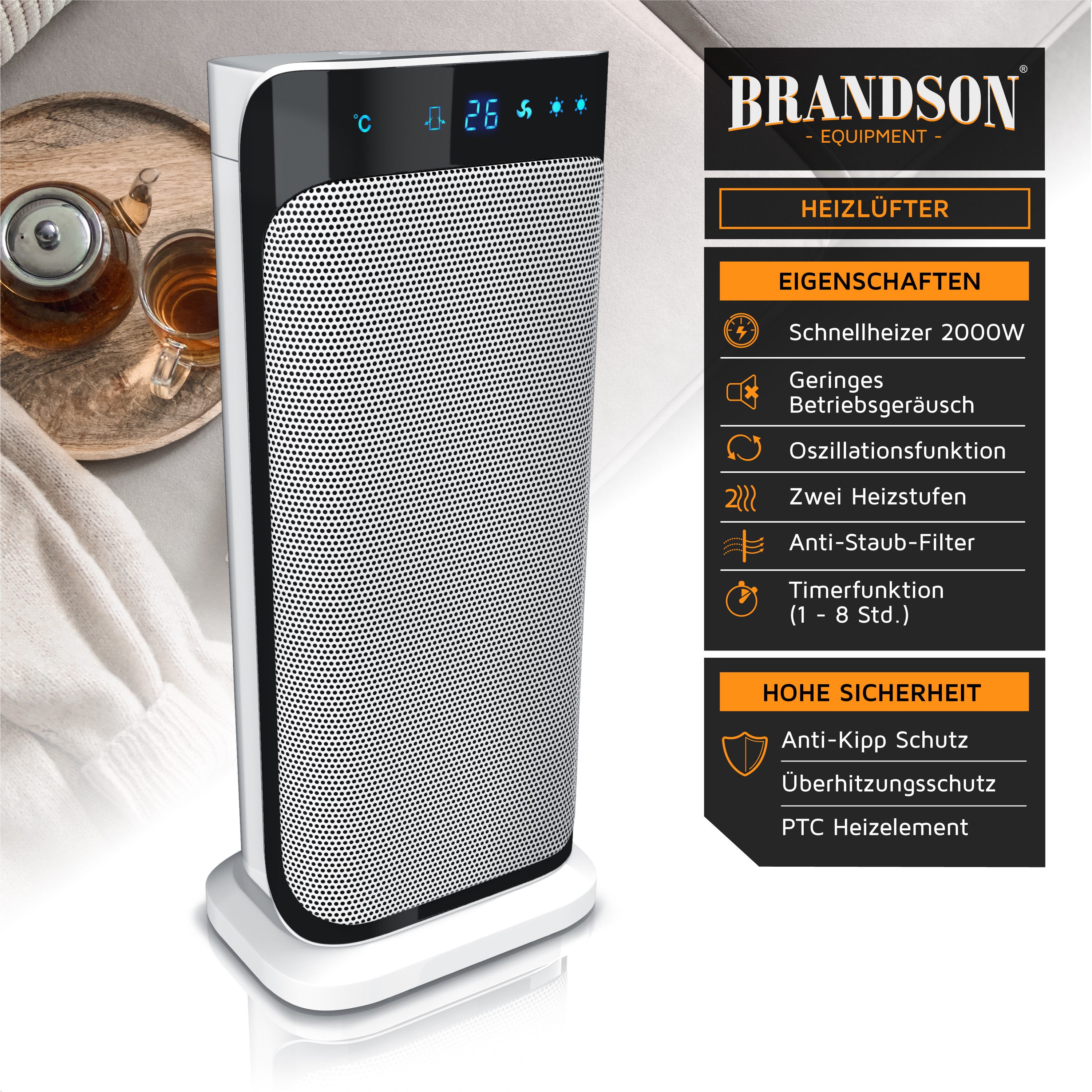 Brandson Heizlüfter Fernbedienung, energiesparend, leise, Oszillation, günstig online kaufen