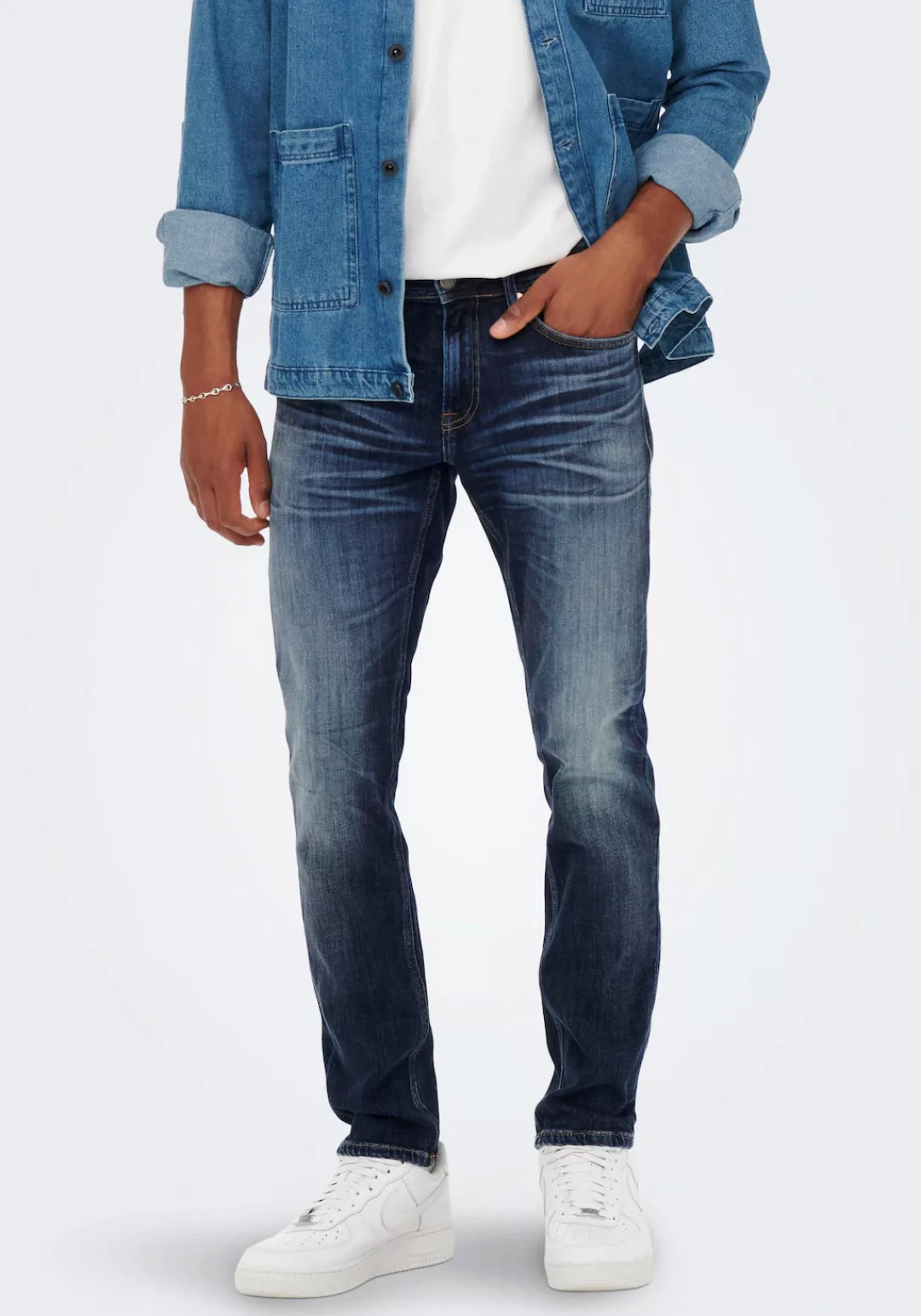 Only & Sons Herren Jeans ONSWEFT 3251 - Straight Fit - Blau - Blue Denim günstig online kaufen