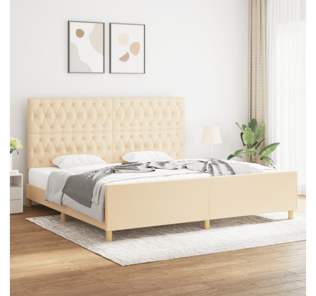 vidaXL Bettgestell Bettrahmen mit Kopfteil Creme 200x200 cm Stoff Bett Bett günstig online kaufen