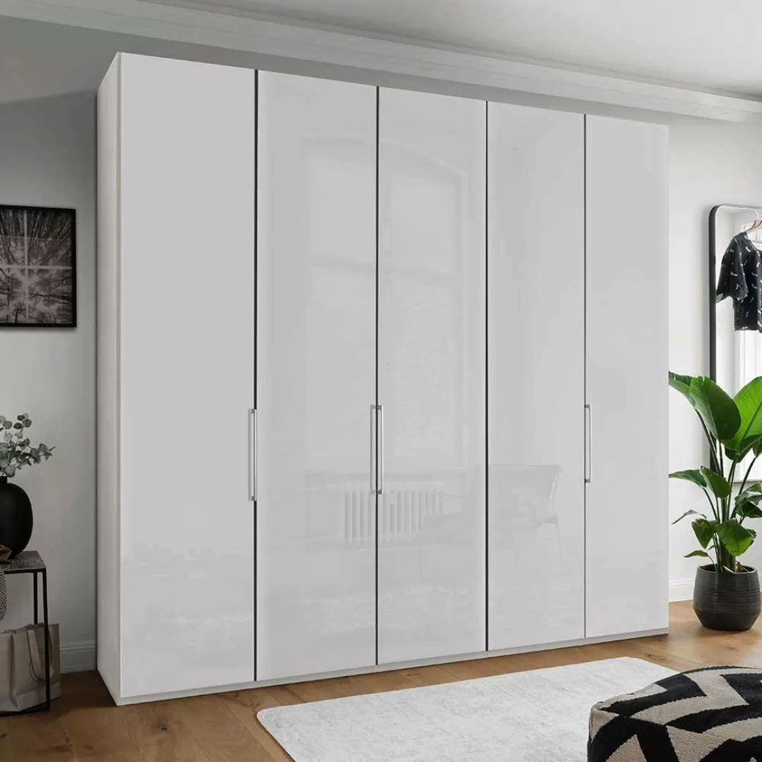 Schlafzimmerkleiderschrank mit Dreh- und Falttüren Weiß glasbeschichtet günstig online kaufen