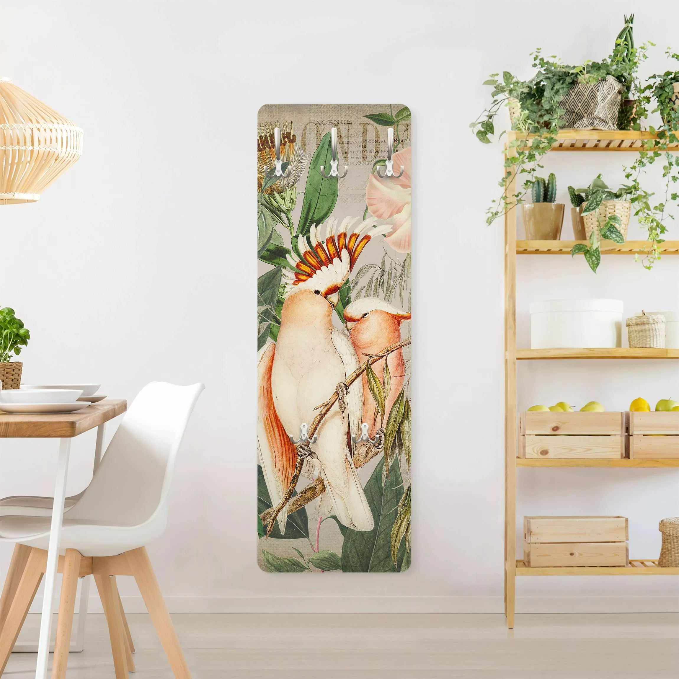 Wandgarderobe Colonial Style Collage - Rosa Kakadu günstig online kaufen