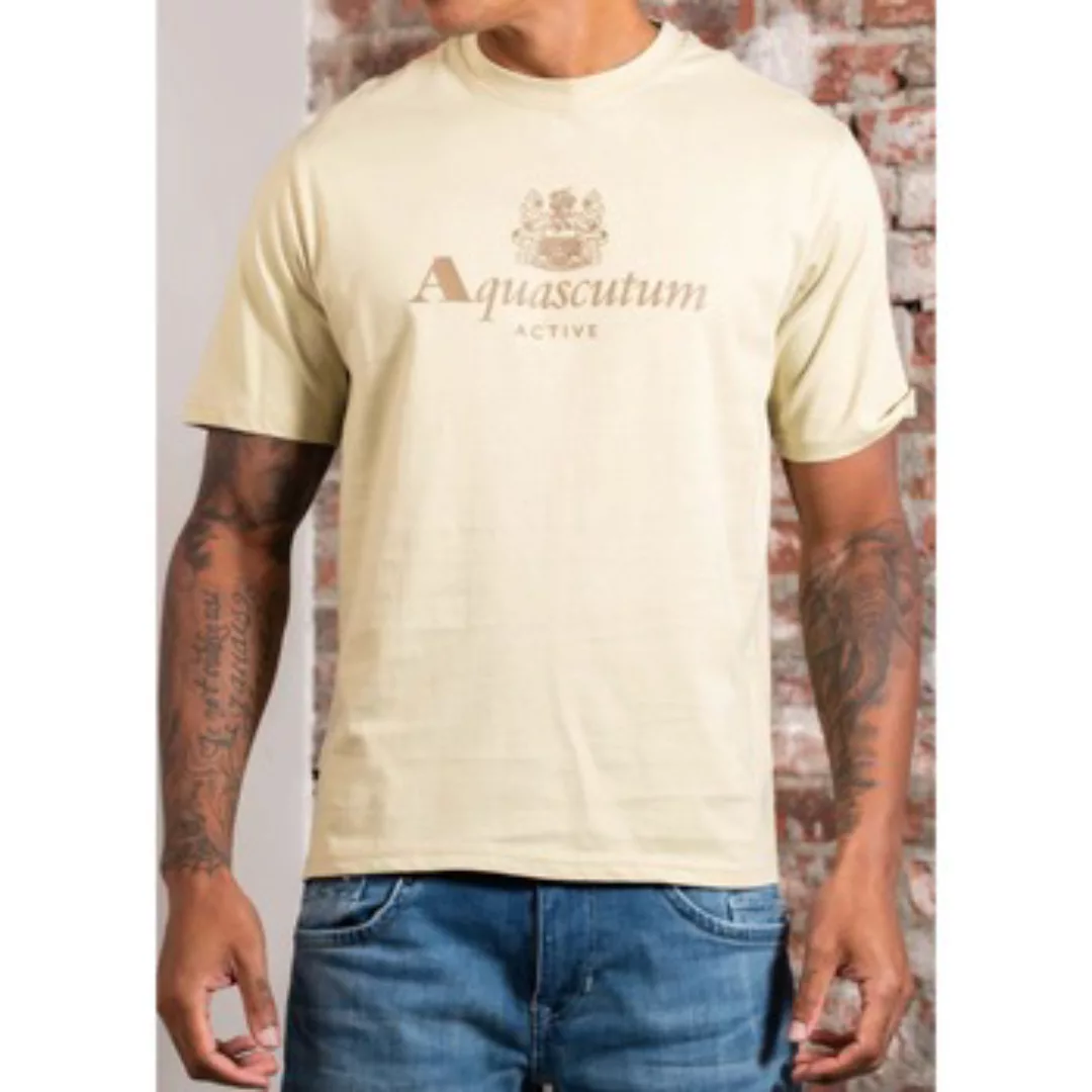 Aquascutum  T-Shirts & Poloshirts Big logo t-shirt - beige günstig online kaufen