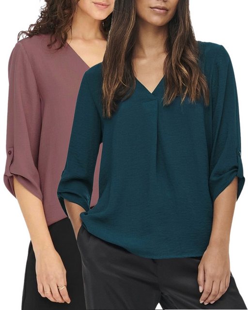 JDY Blusenshirt (2er-Pack) Basic Bluse Top im Doppelpack günstig online kaufen