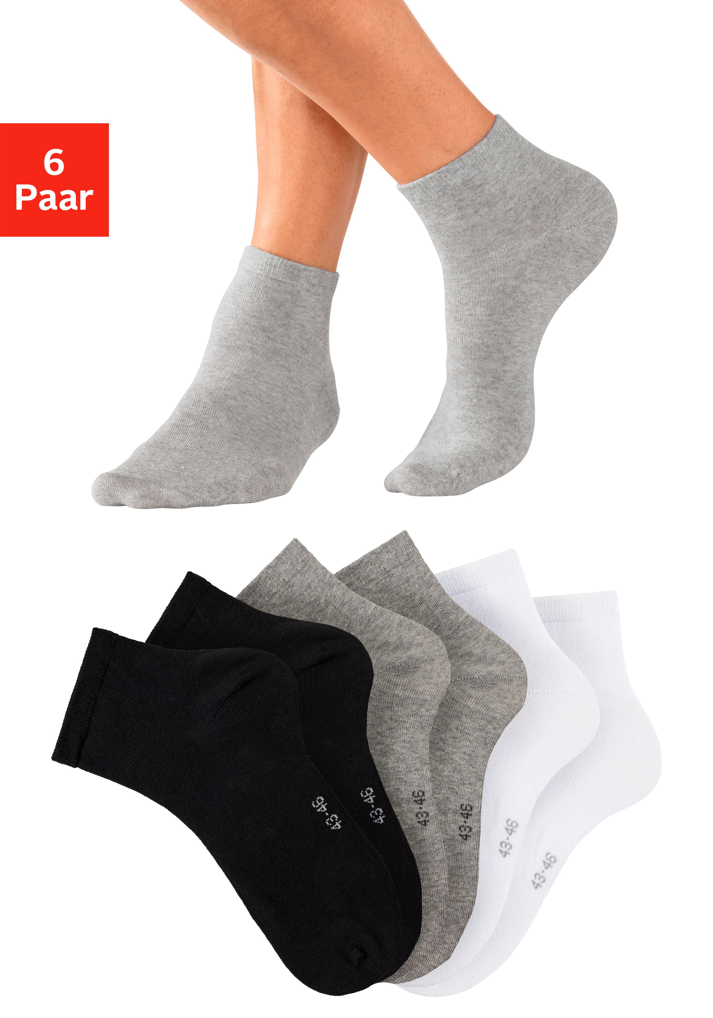 Bench. Kurzsocken, (Packung, 6 Paar), mit eingestricktem Markenlogo im Bünd günstig online kaufen