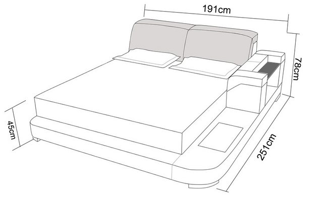 Xlmoebel Bett Großes Design-Bett mit Lederpolsterung und Multifunktionsrega günstig online kaufen