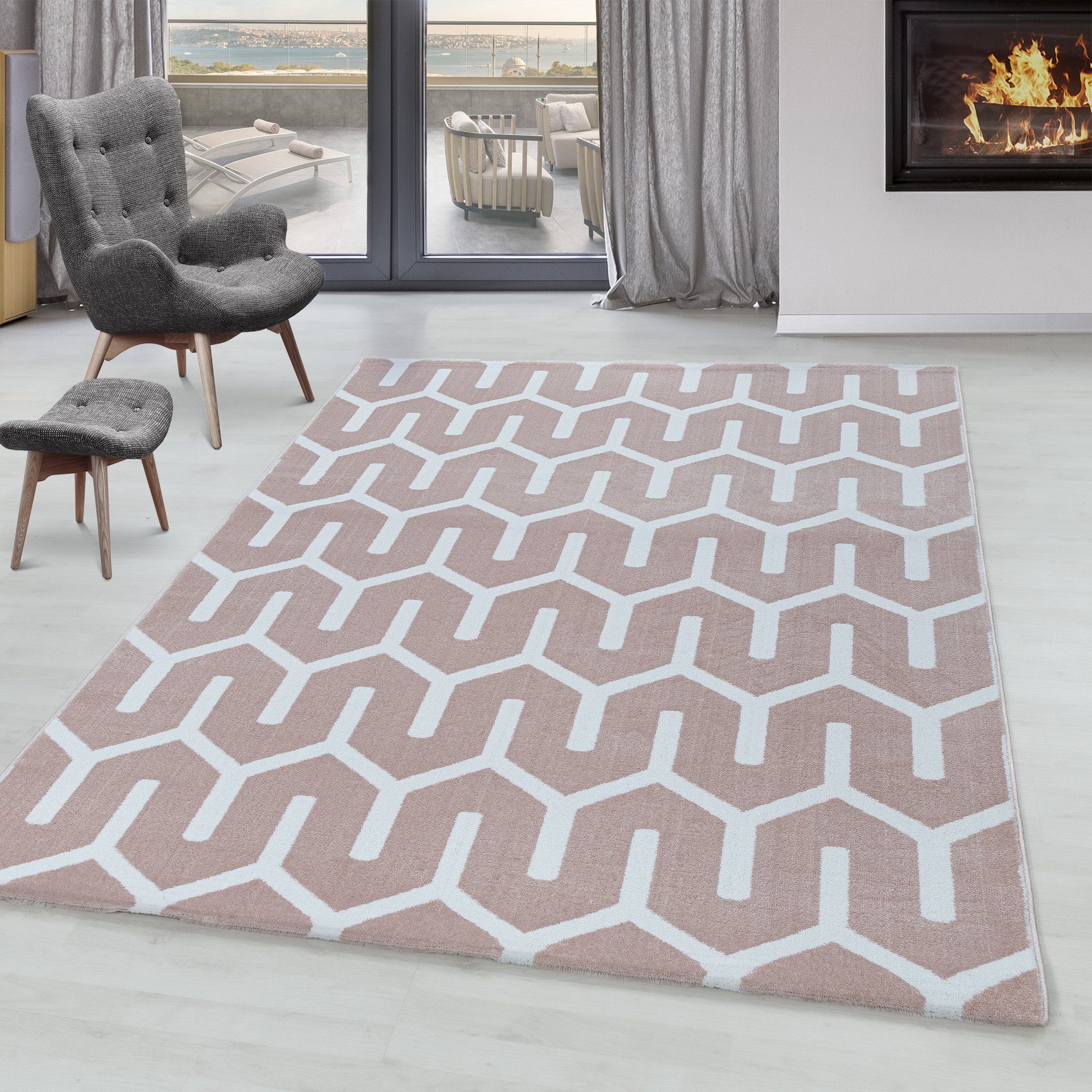 SIMPEX24 Designteppich Geometrisch Design, Rechteckig, Höhe: günstig online kaufen