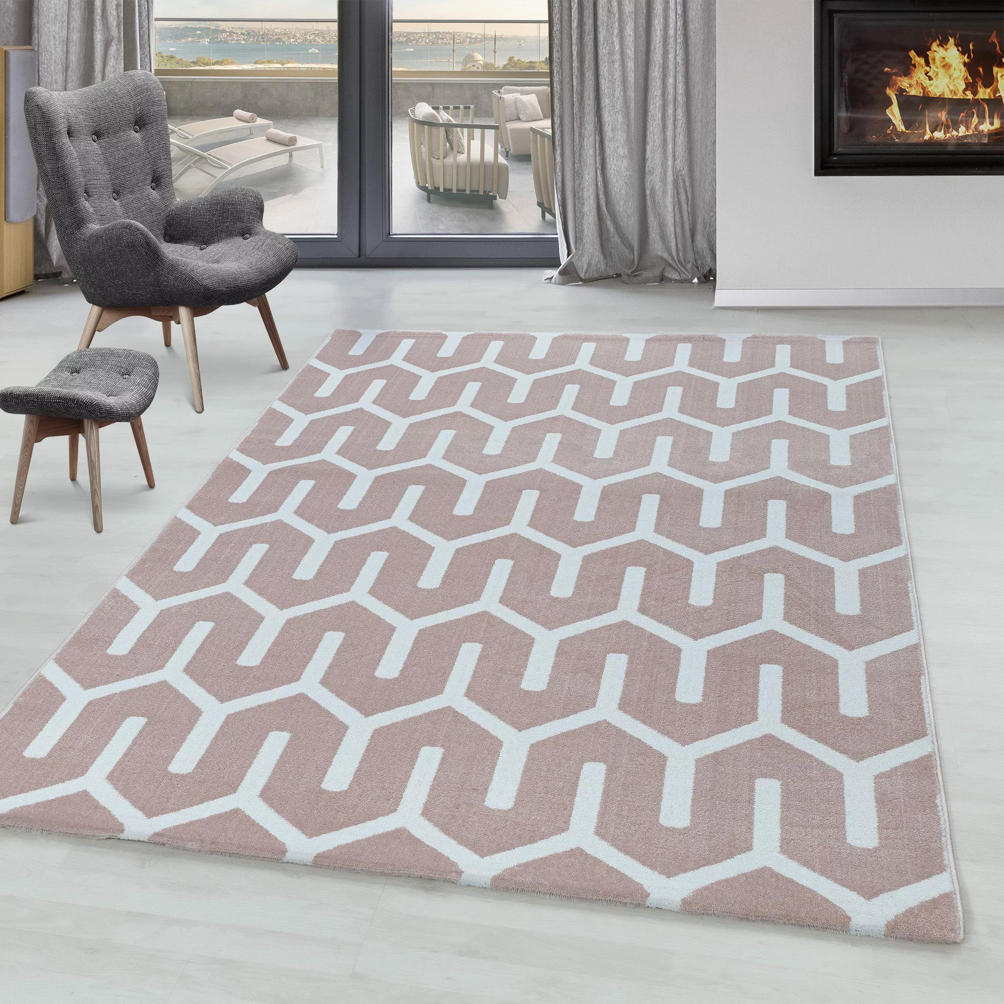 SIMPEX24 Designteppich Geometrisch Design, Rechteckig, Höhe: günstig online kaufen