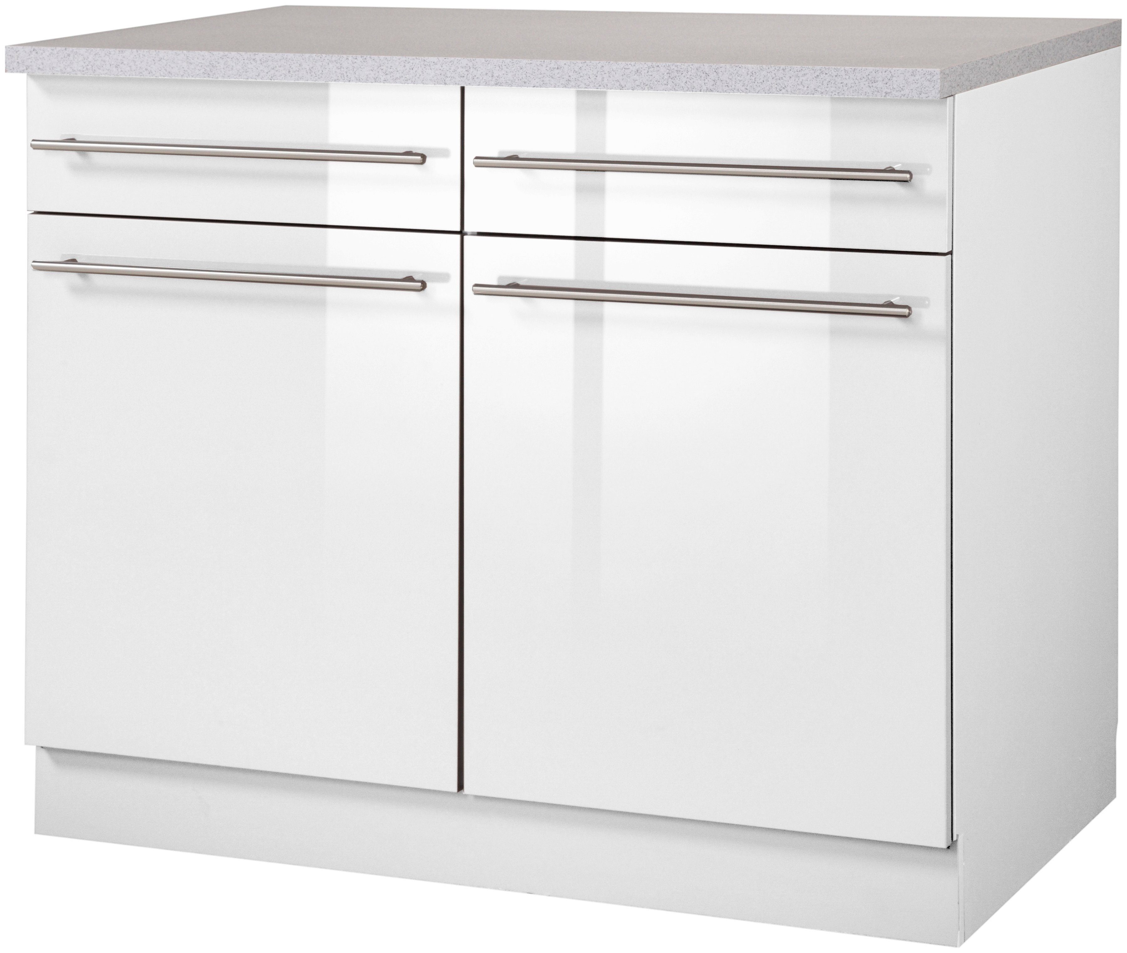 wiho Küchen Unterschrank "Chicago", 100 cm breit, 2 Schubkästen und 2 Türen günstig online kaufen