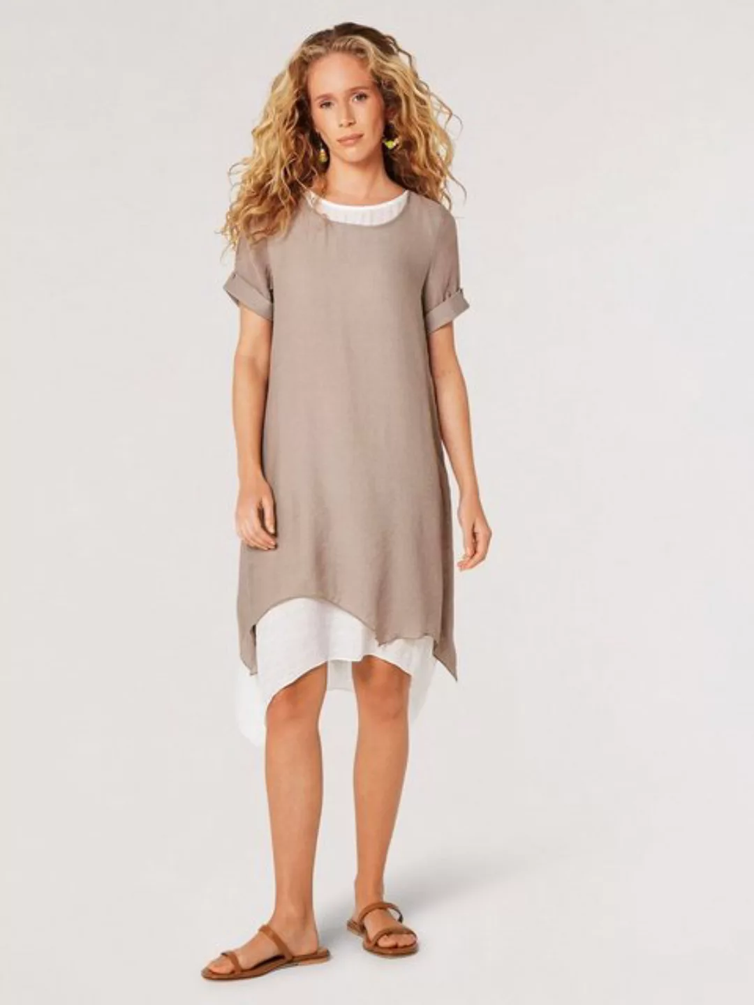 Apricot Sommerkleid im Lagenlook, ohne Details günstig online kaufen