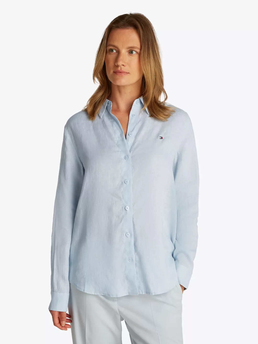 Tommy Hilfiger Hemdbluse "ESS LINEN RELAXED SHIRT", mit Logostickerei,kühle günstig online kaufen
