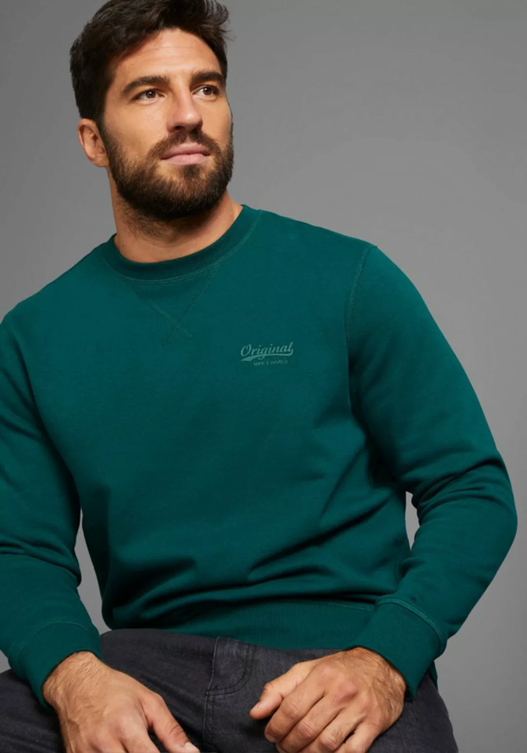 Man's World Sweatshirt Langarm, Basic-Stil, unifarben, Rundhalsausschnitt günstig online kaufen