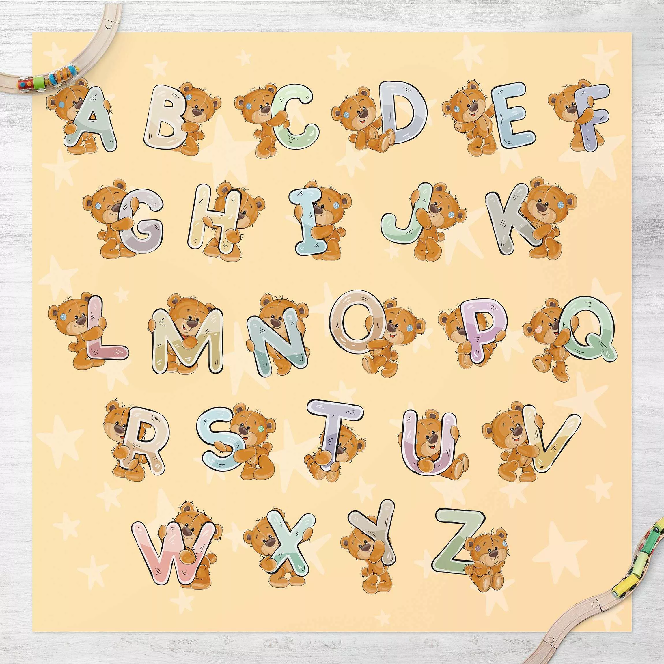 Vinyl-Teppich Ich lerne das Alphabet mit Teddy von A bis Z günstig online kaufen