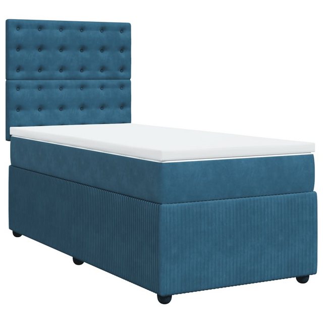 vidaXL Bett Boxspringbett mit Matratze Blau 100x200 cm Samt günstig online kaufen