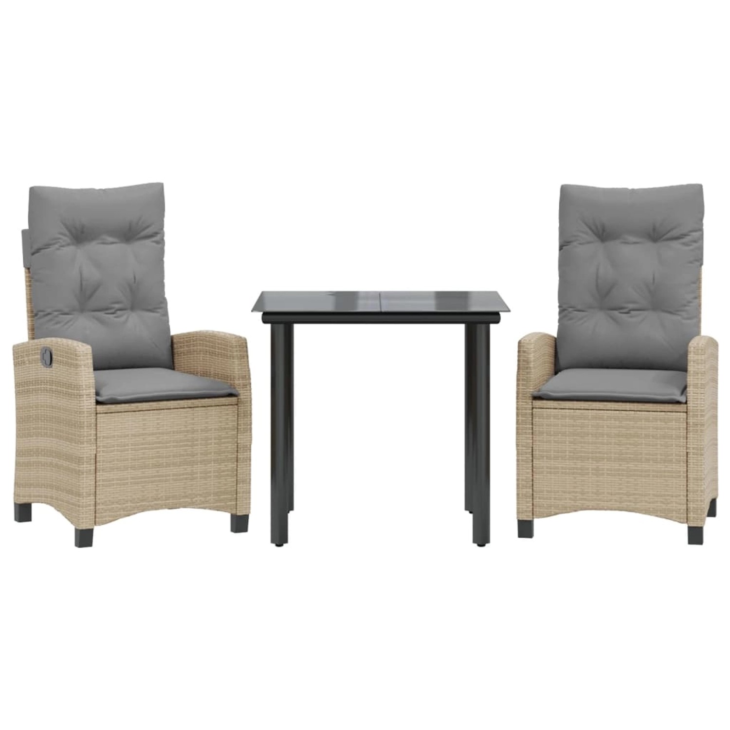 vidaXL 3-Tlg Garten-Essgruppe mit Kissen Beigemischung Poly Rattan 3212832 günstig online kaufen